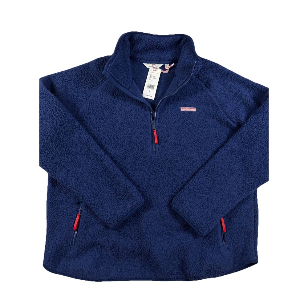 NEW WOMEN'S Large VINEYARD VINES SHERPA 1/2 HALF ZIP PULLOVER SWEATER
